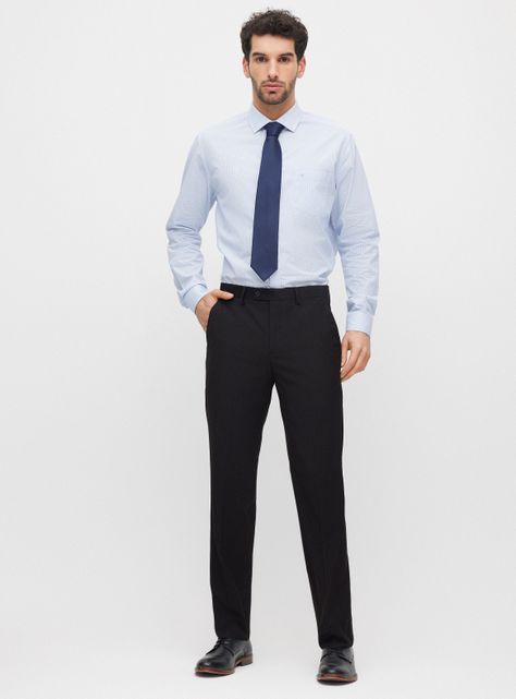 Pantalón de Vestir Clásico Azul Marino y Negro-3