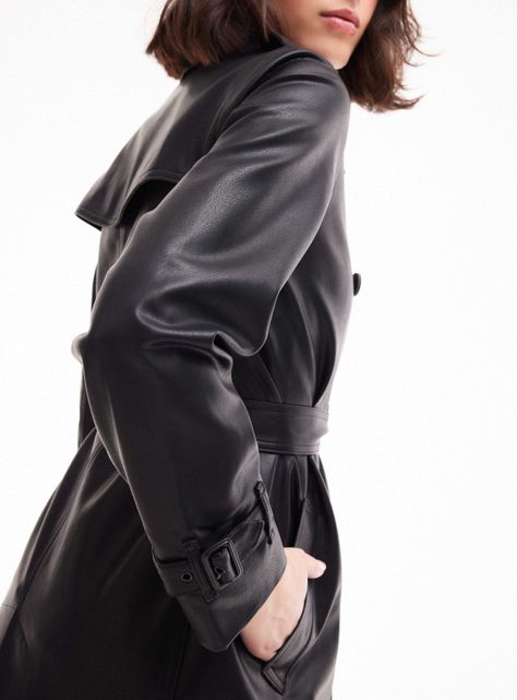 Abrigo Trench Pu Efecto Cuero-3