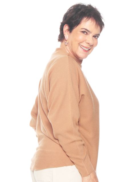 Sweater Con Cuello Manga Larga Sólido-1