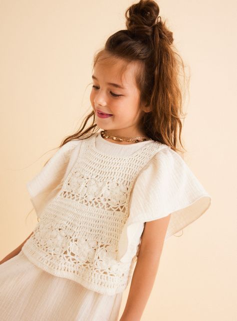 Vestido Muselina con Top de Crochet-1