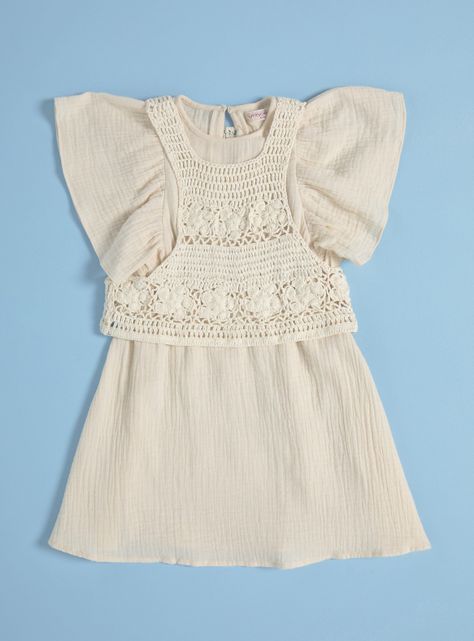 Vestido Muselina con Top de Crochet-2
