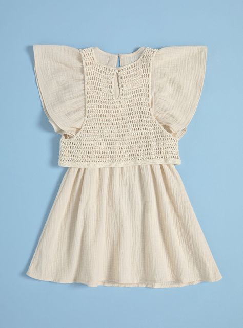 Vestido Muselina con Top de Crochet-3