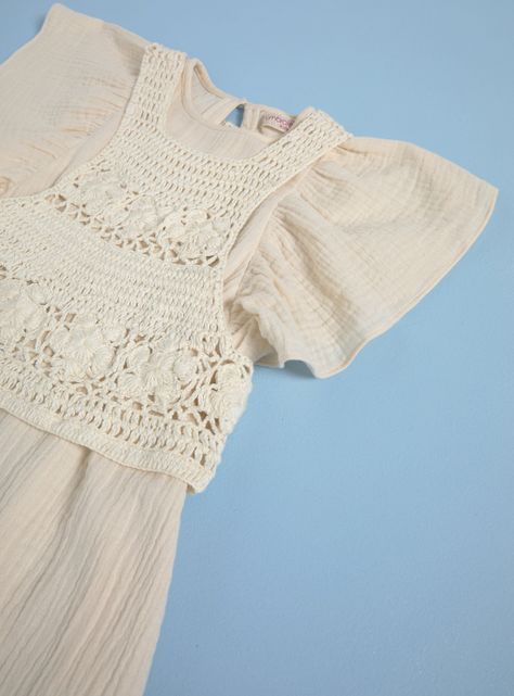 Vestido Muselina con Top de Crochet-4