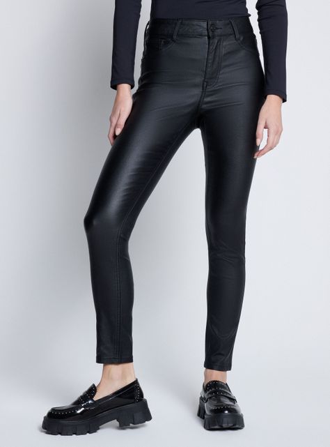 Pantalón Skinny Efecto Piel-0