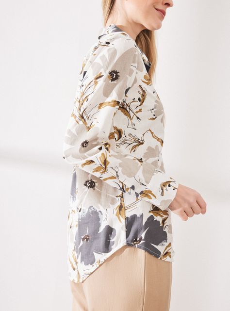 Blusa Lino Estampada Manga Larga-3