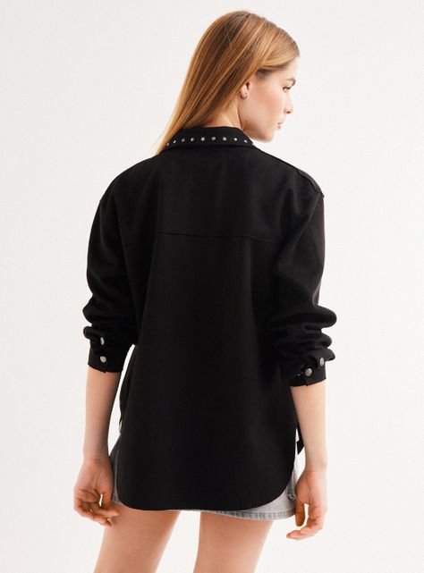 Chaqueta Sobrecamisa Gamuza con Aplicación de Estrellas-1