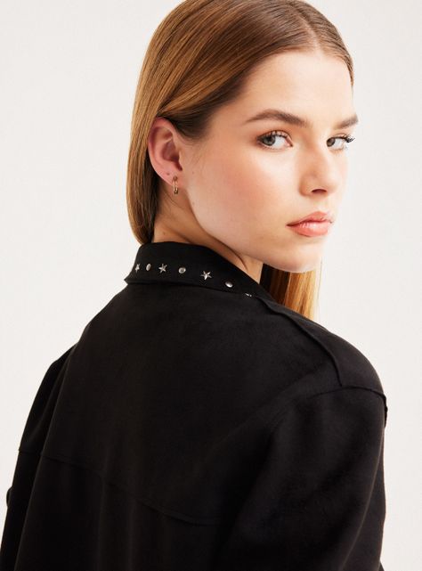 Chaqueta Sobrecamisa Gamuza con Aplicación de Estrellas-3