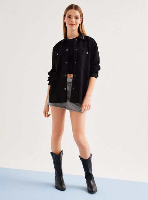 Chaqueta Sobrecamisa Gamuza con Aplicación de Estrellas-4
