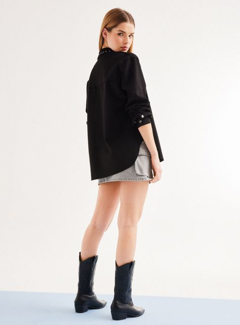 Chaqueta Sobrecamisa Gamuza con Aplicación de Estrellas-5
