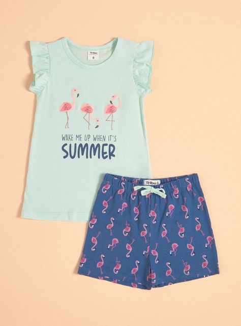 Pijama Manga Vuelos , Print con Brillos-0