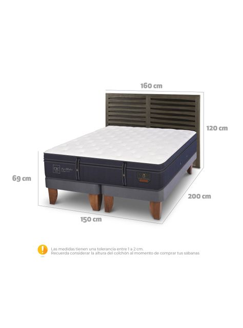 Cama Europea Grand Premium 2 Plazas Base Dividida + Respaldo Rhone-1