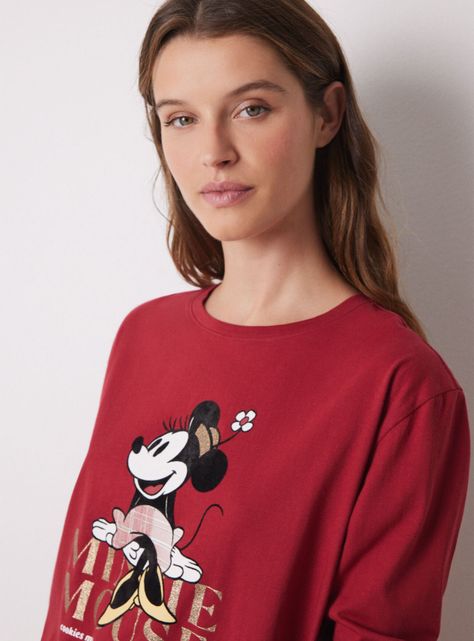 Pijama Largo Algodón Minnie Rojo-3