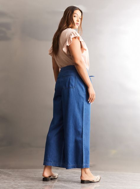 Pantalón Palazzo con Bolsillos Talla Curvy-5