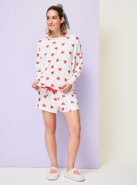 Pijama Manga Larga Pantalón Corto Full Print-4