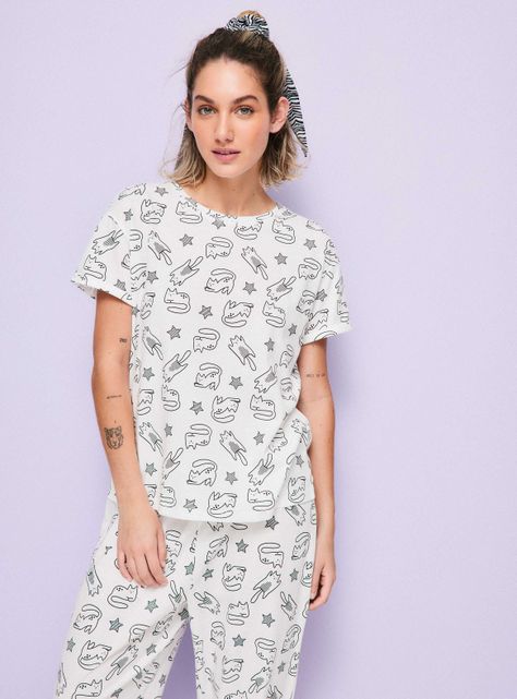 Pijama Manga Corta de Jersey Full Print-0