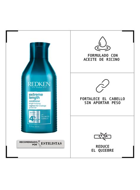 Acondicionador Fortalecedor de Largos Cabello Quebradizo Extreme Length 300ml Redken-1
