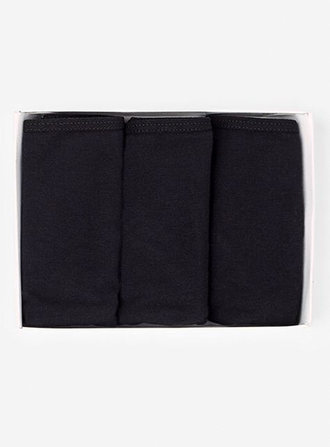 Pack 3 Calzones Algodón Thong Negro-1