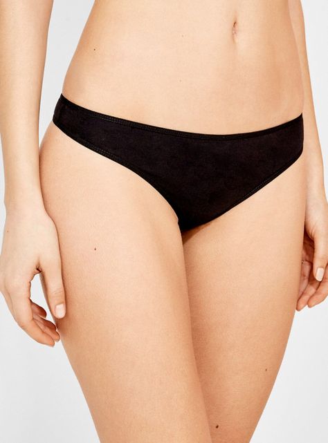Pack 3 Calzones Algodón Thong Negro-2
