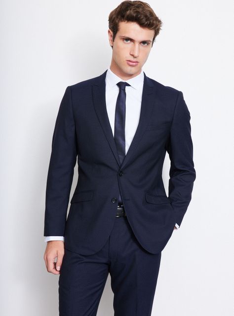 Traje Recto Texturado Slim Fit Vuelta De Cruzado-0