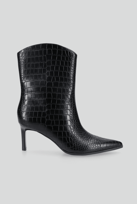 Botín Taco Fino Efecto Cuero Croco Mujer-4