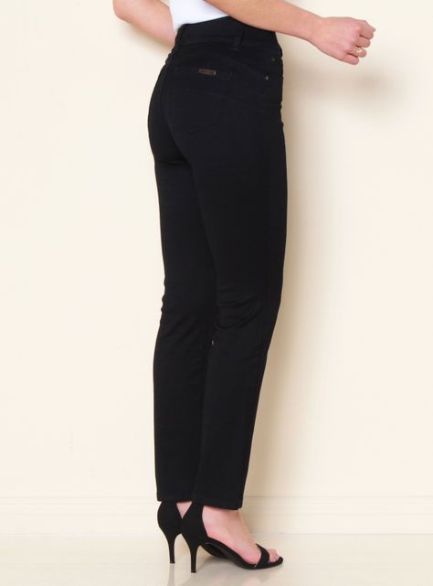 Jeans Tiro Alto Pretina Media 2 Botones Push Up-1
