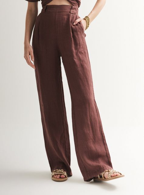 Pantalón Ancho Lino Ajuste-0