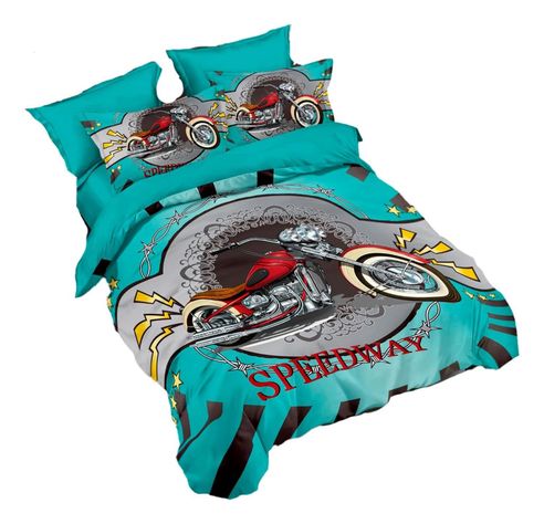 Cubrecama Quilt Verano 1.5 Plazas +Funda 50x70 -Diseño Shopper S 594-2