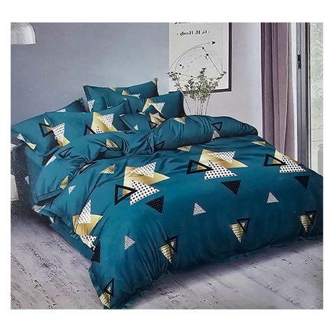 Sabana 800 Hilos 2.0 Plazas Estilo Americano Verde Triangulos-1