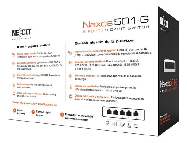 Switch Nexxt Essential Naxos501-g 5 Puertos 1gbps Gigabit-2