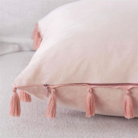 Funda Terciopelo Con Borla Rosa Decorativa 45x45-1