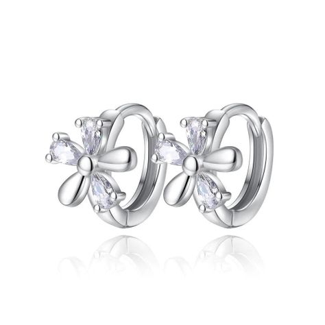 Aros de Flor con Circones Plateado-0