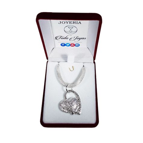 Collar Colgante Corazon Baño Plata 925-1