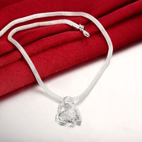 Collar Colgante Corazon Baño Plata 925-3