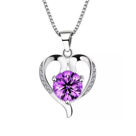 Collar Corazón Cristal Lila-0