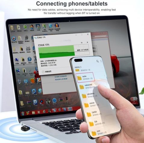 Adaptador Receptor Transmisor Bluetooth 5.4 USB Notebook PC-3