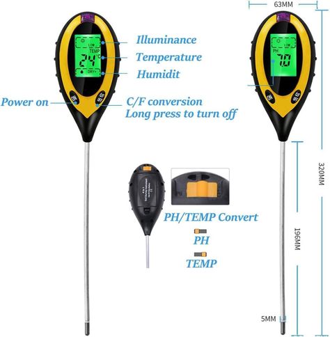 Medidor Ph Humedad Suelo Temperatura 4 En 1 Con Iluminacion-2