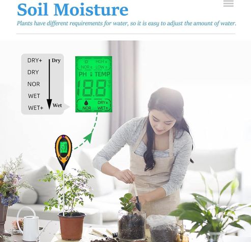 Medidor Ph Humedad Suelo Temperatura 4 En 1 Con Iluminacion-5