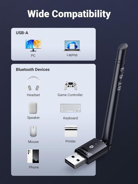 Adaptador Antena Bluetooth V 5.3 Usb Ugreen PC Notebook-1