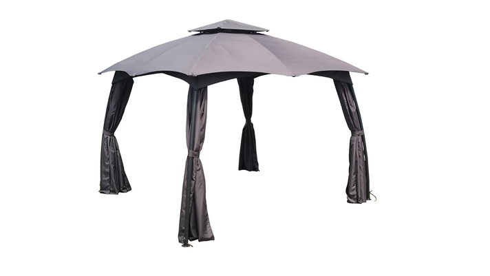 PÉRGOLA METÁLICA CON CORTINAS 3x3 MTS - BORIS - OUTZEN-0