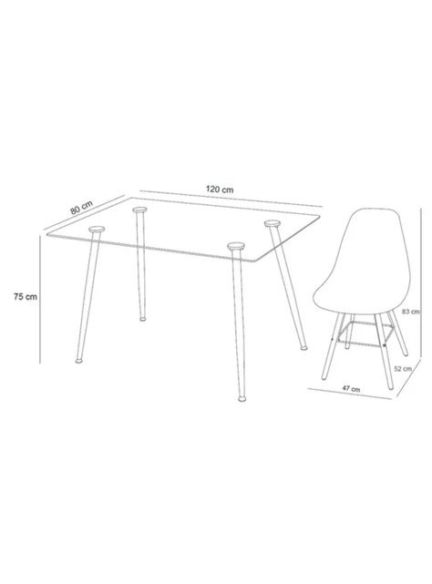 Comedor 4 sillas Dini - 120x76x80 cm - M+Design-3