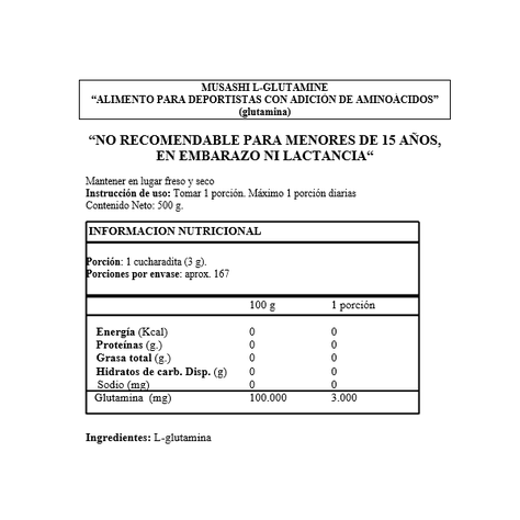 Musashi Glutamina 3000mg L-glutamina Micronizada Pura 350gr-4