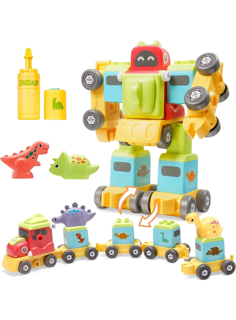Tren Robot De Dinosaurios Para Niños, Desarmable 2 En 1-0