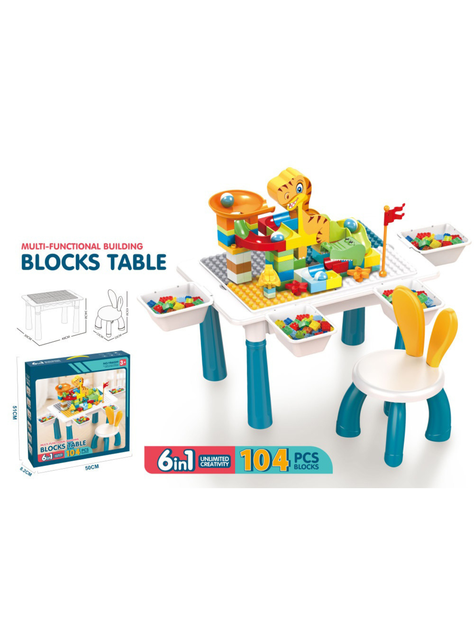 Mesa Para Legos Incluye Mesa 1 Silla Y Legos, 104 Pz Blocks-2