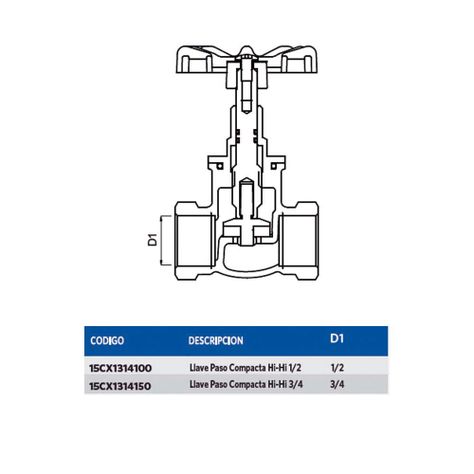 Llave Paso Compacta Hi-Hi 1/2-1