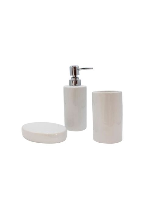 Kit Accesorios Baño Cerámico 3 piezas Blanco-0