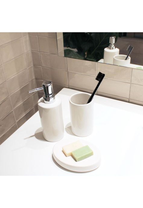 Kit Accesorios Baño Cerámico 3 piezas Blanco-1