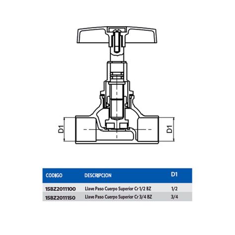 Llave Paso Cuerpo Superior Cr 1/2 BZ-1