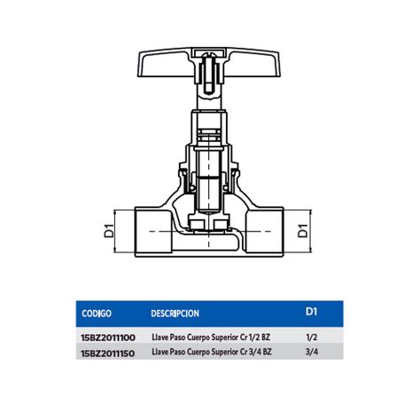 Llave Paso Cuerpo Superior Cr 1/2 BZ-3