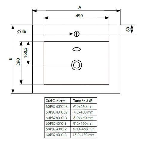 Cubierta Vanitorio 100x46 cm-5