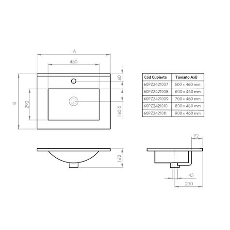 Cubierta Vanitorio Óptima 120x46 cm-2